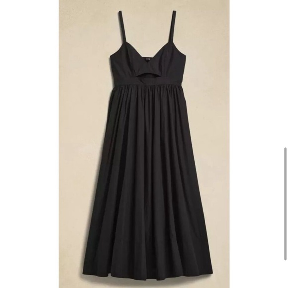 [New!] BANANA REPUBLIC "Isa" Cotton Midi Dress in Black: Sz 4 - Picture 4 of 4